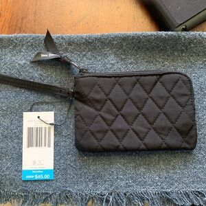 VERA BRADLEY RFID ZIP-TOP I.D. CASE BLACK NWT QUILT PATTERN